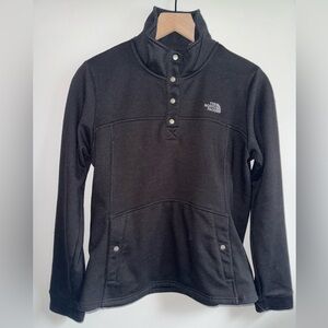 The North Face 1/4 Button Up Pullover Jacket Black Polyester Women Size Medium